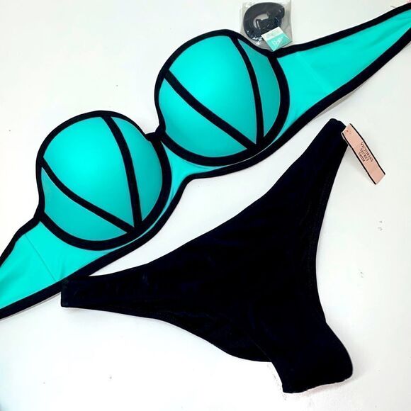 🔥VICTORIA SECRET PINK SWIMSUIT top pushup Large A-C bottom small New - Picture 1 of 9